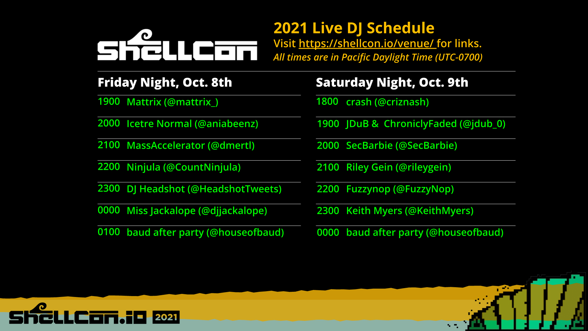 Schedule of DJs