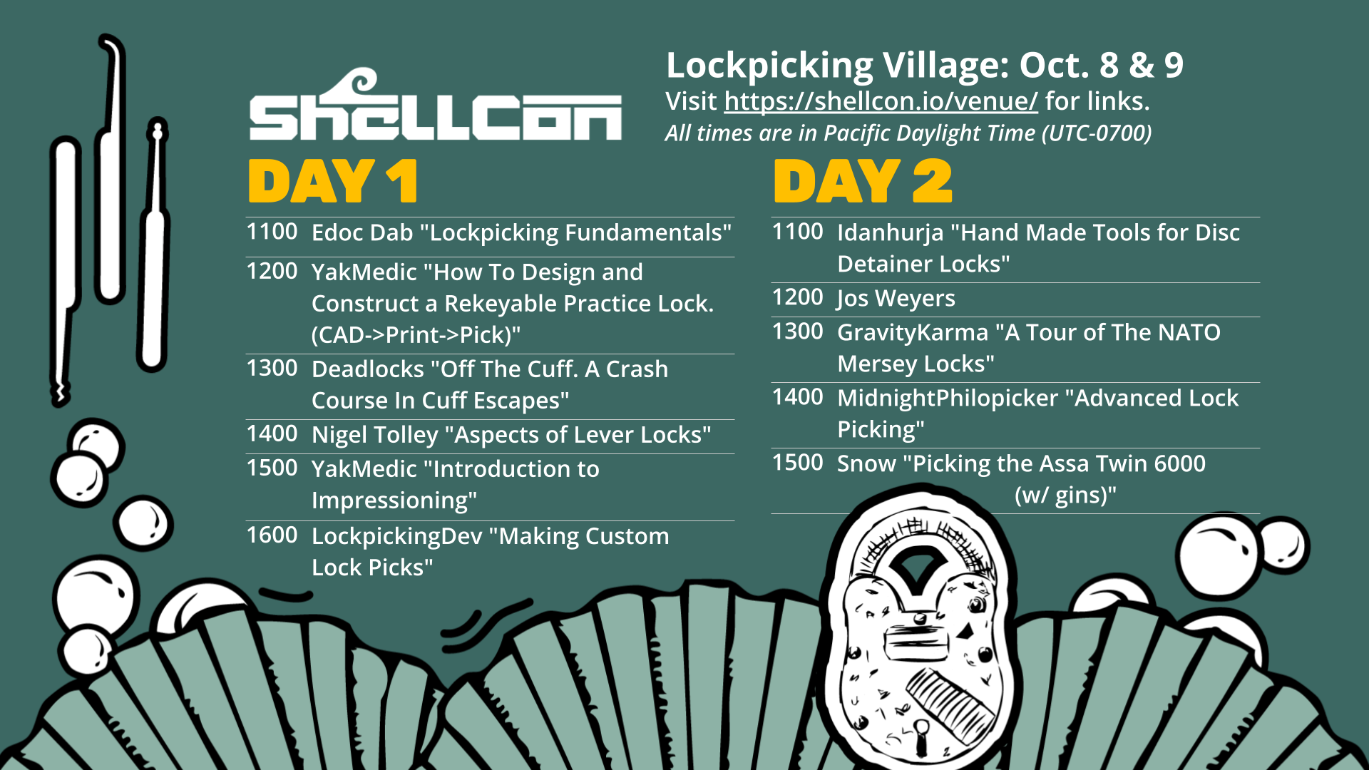 Schedule of lockpicking village